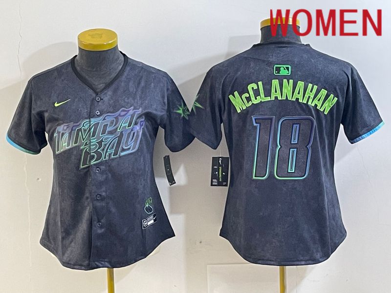 Women Tampa Bay Rays 18 Mcclanahan Black City Edition 2024 Nike MLB Jersey style 1